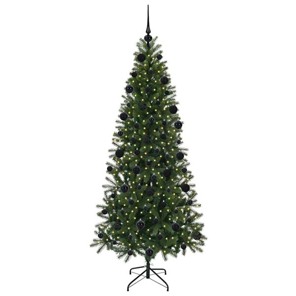 vidaXL Kunstig juletre med 300 LED med stativ gr&oslash;nn 210 cm PE og PVC