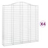 vidaXL Gabionkurver buede 4 stk 200x30x200/220 cm galvanisert jern