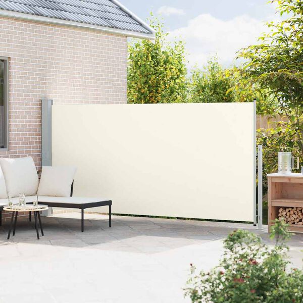 vidaXL Uttrekkbar sidemarkise 180x500 cm kremhvit