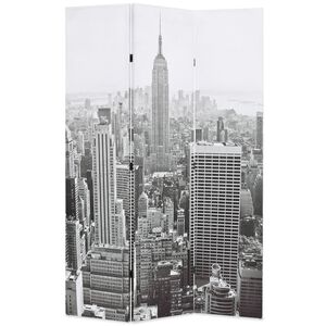 vidaXL Sammenleggbar romdeler 120x170 cm New York dagtid svart og hvit