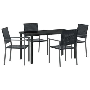 vidaXL Hage Spisegruppe 5 stk. Svart PE Rattan