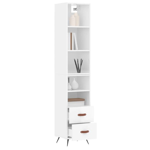 vidaXL Highboard h&oslash;yglans hvit 34,5x34x180 cm konstruert tre