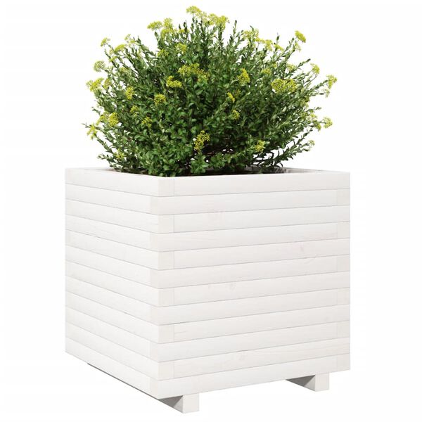 vidaXL Plantekasse hvit 50x50x49,5 cm heltre furu