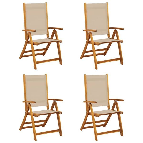 vidaXL Sammenleggbare stoler 4 stk heltre akasie og textilene