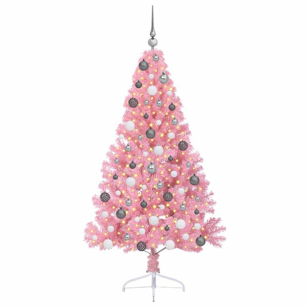 vidaXL Kunstig Forh&aring;ndsopplyst Juletre med 300 LED Rosa 180 cm PVC