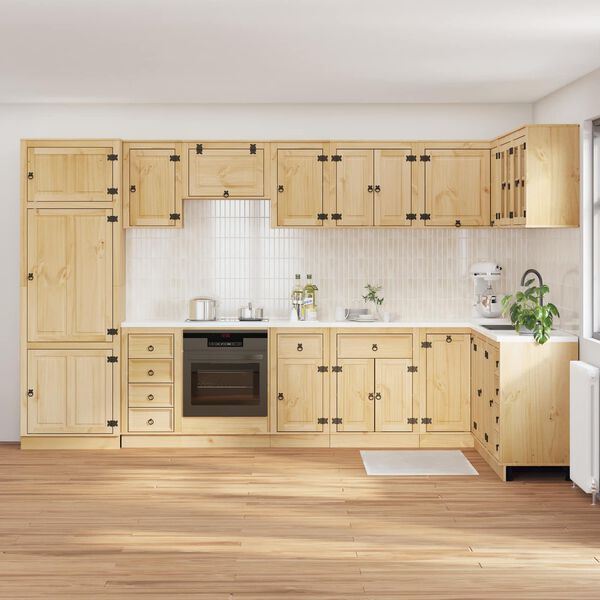 vidaXL Kabinett med skuff med hylle SKI 14 pcs HonningBrun Massiv furu