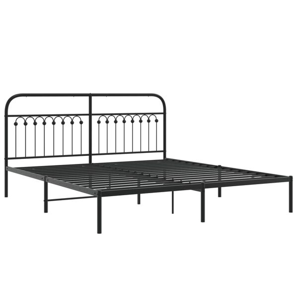 vidaXL Sengeramme i metall med sengegavl svart 183x213 cm