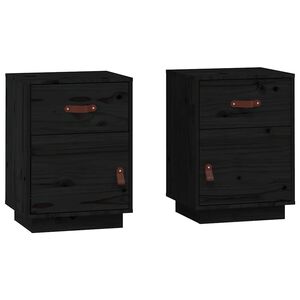 vidaXL Nattbord 2 stk svart 40x34x55 cm heltre furu