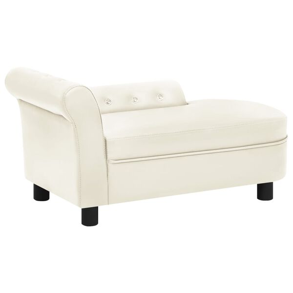 vidaXL Hundesofa kremhvit 83x45x42 cm kunstig l&aelig;r
