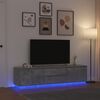vidaXL TV-benk med LED-lys betonggr&aring; 193,5x41x50 cm