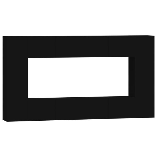 vidaXL TV-skapsett 8 deler svart konstruert tre
