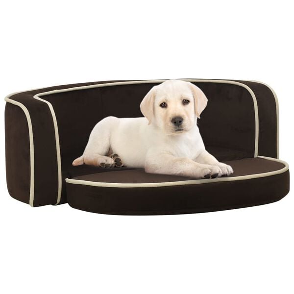 vidaXL Sammenleggbar hundesofa brun 73x67x26 cm plysj vaskbar pute