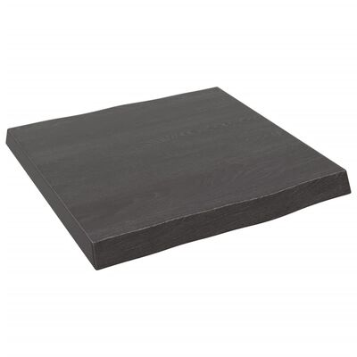 vidaXL Bordplate mørkegrå 40x40x4cm behandlet heltre eik naturlig kant