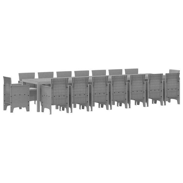 vidaXL Hage Spisestue Set med Puter med pute 17 pcs Lysegr&aring; PP