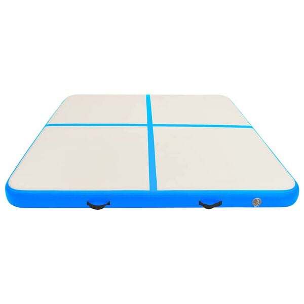 vidaXL Oppblåsbar gymnastikkmatte med pumpe 200x200x20 cm PVC blå