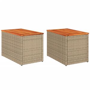 vidaXL Hagebord 2 stk beige 55x34x37 cm polyrotting heltre