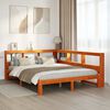 vidaXL Seng med bokhylle uten madrass voksbrun 140x190 cm heltre furu