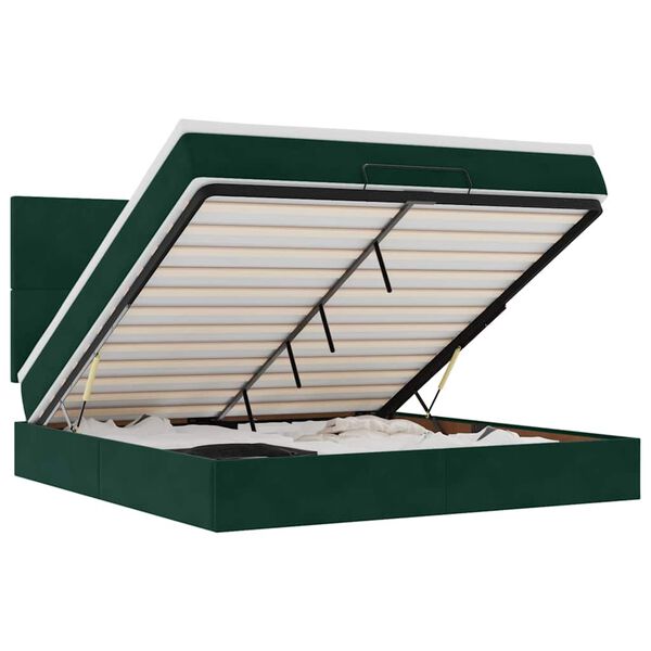 vidaXL Ottoman sengeramme med madrasser m&oslash;rkegr&oslash;nn 160x200cm fl&oslash;yel