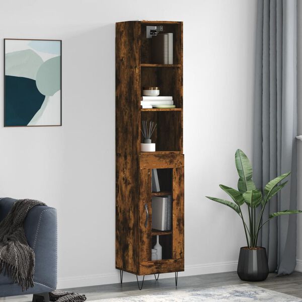 vidaXL Highboard r&oslash;kt eik 34,5x34x180 cm konstruert tre
