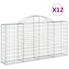 vidaXL Gabionkurver buede 12 stk 200x30x100/120 cm galvanisert jern