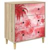 vidaXL Kommode AACHEN Rosa palmetr&aelig;r print 66 x 36,5 x 75 cm Sonoma
