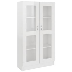 vidaXL Vitrine h&oslash;yglans hvit 82,5x30,5x150 cm konstruert tre