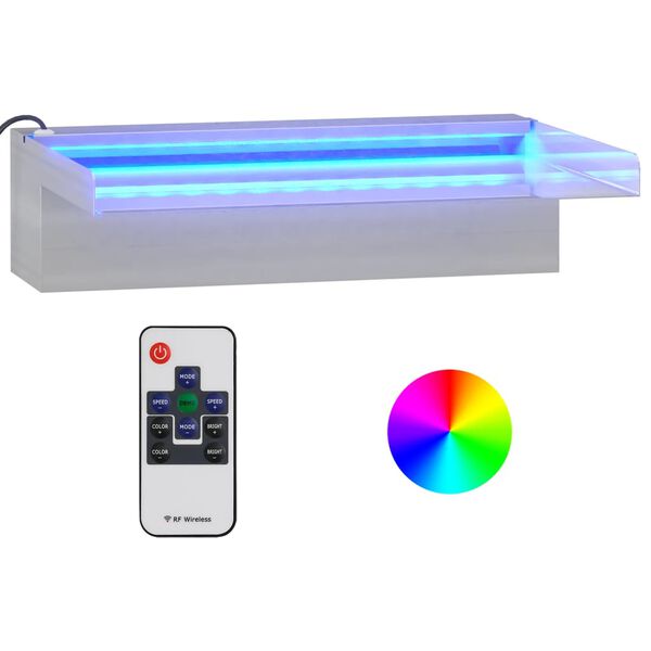 vidaXL Vannfall med RGB LED rustfritt stål 30 cm