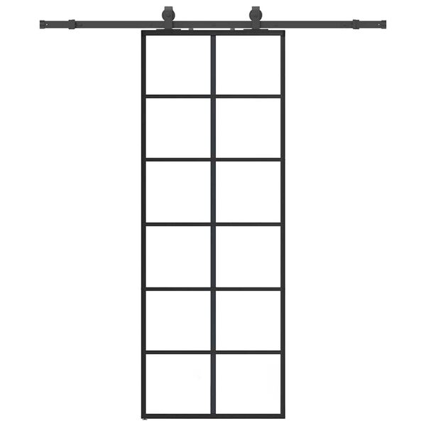 vidaXL Skyved&oslash;r med monteringssett svart 76x205 cm ESG-glass
