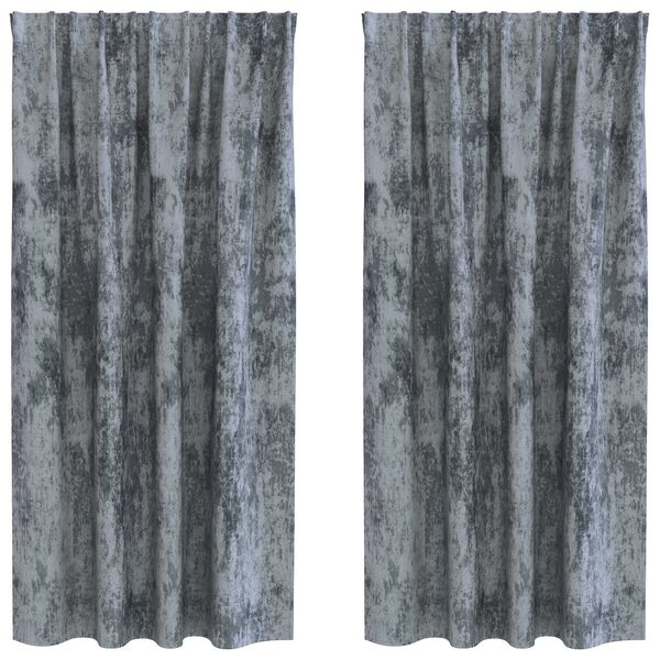 vidaXL Fl&oslash;yel Gardiner med gardiner 2 pcs S&oslash;lvgr&aring; 175 x 140 cm Fl&oslash;yel