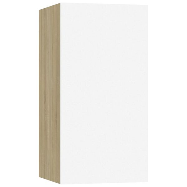 vidaXL TV-benker 7 stk hvit og sonoma eik 30,5x30x60 cm konstruert tre