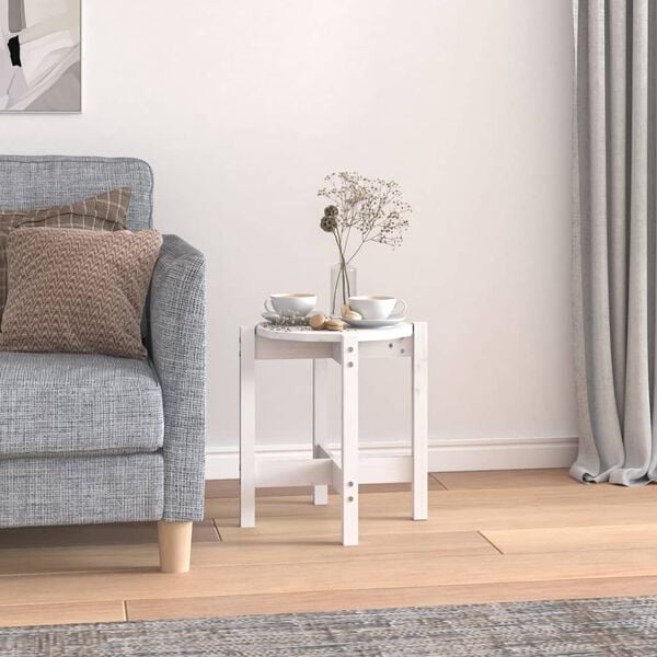 vidaXL Salongbord hvit &Oslash; 42,5x45 cm heltre furu