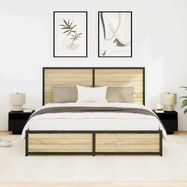 vidaXL Nattbordskap 2 pcs Svart Eik 40 x 39 x 37 cm Konstruert tre