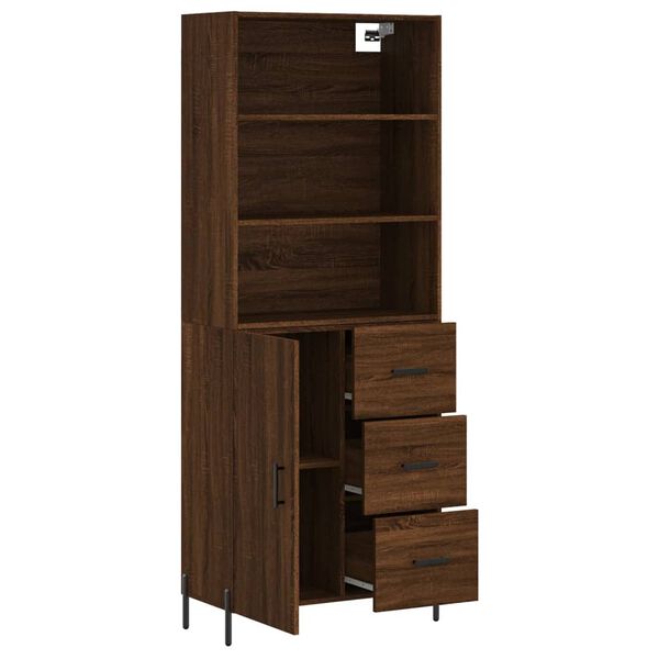 vidaXL Highboard brun eik 69,5x34x180 cm konstruert tre