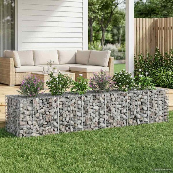 vidaXL Gabion hevet seng 2 pcs s&oslash;lv 260 x 60 x 55 cm Galvanisert St&aring;l