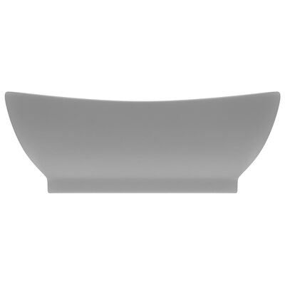 vidaXL Luksuriøs servant med overløp oval lysegrå 58,5x39 cm keramisk