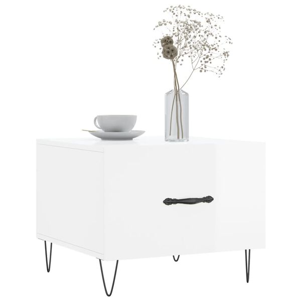 vidaXL Salongbord 2 stk høyglans hvit 50x50x40 cm konstruert tre