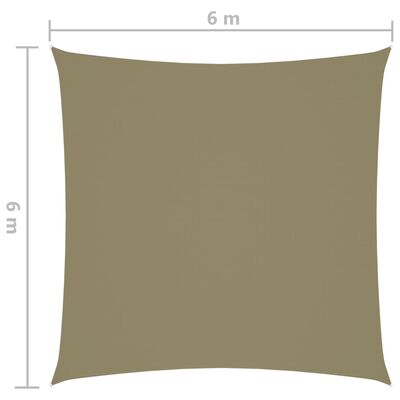 vidaXL Solseil oxfordstoff firkantet 6x6 m beige