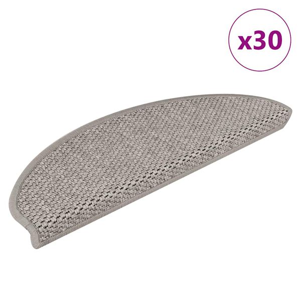 vidaXL Selvklebende trappematter sisal 30 stk 65x21x4 cm platina