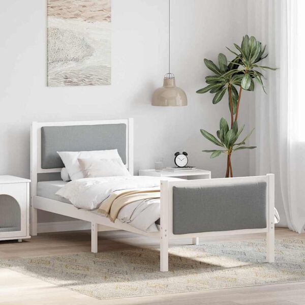 vidaXL Sengestamme med hodegjerde Lysegrå 80 x 200 cm stoff