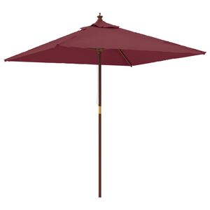 vidaXL Hageparasoll med trestang vinr&oslash;d 198x198x231 cm