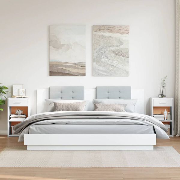 vidaXL Nattbord 2 stk hvit 35x34x65 cm konstruert tre