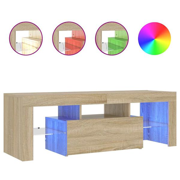 vidaXL TV-benk med LED-lys sonoma eik 120x35x40 cm