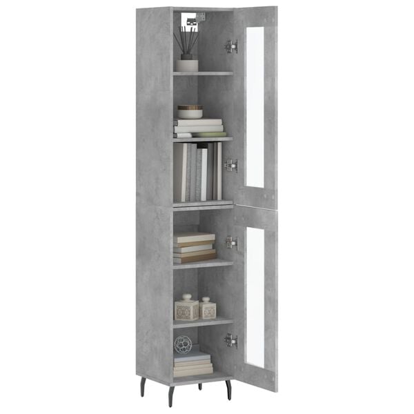 vidaXL Highboard betonggrå 34,5x34x180 cm konstruert tre