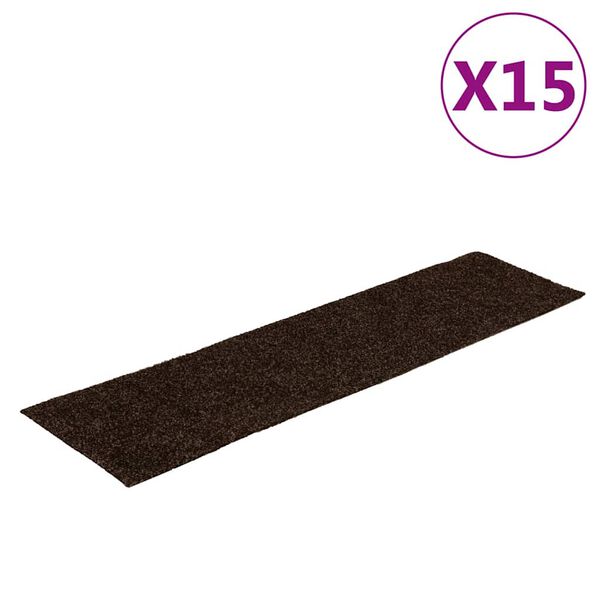 vidaXL Trappematter selvklebende 15 stk 76x20 cm brune rektangulære