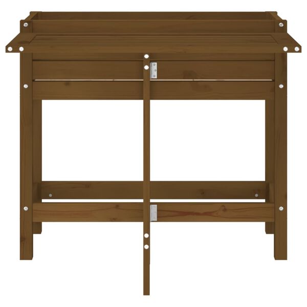 vidaXL Plantekasse med foldbar bordplate honningbrun heltre furu