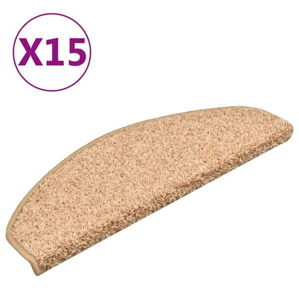 vidaXL Trappematter 15 stk 65x21x4 cm gull halvrund store