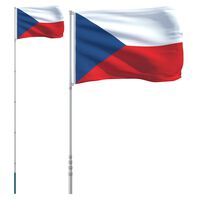 vidaXL Tsjekkisk flagg og stang 5,55 m aluminium