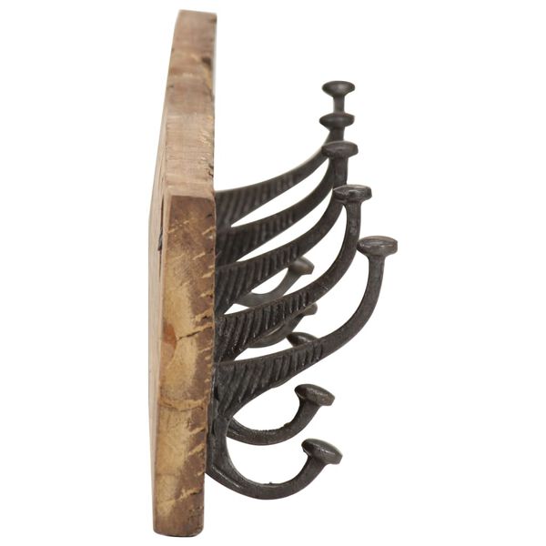 vidaXL Knaggrekke med 5 kroker 100x2,5x15 cm gjenvunnet heltre