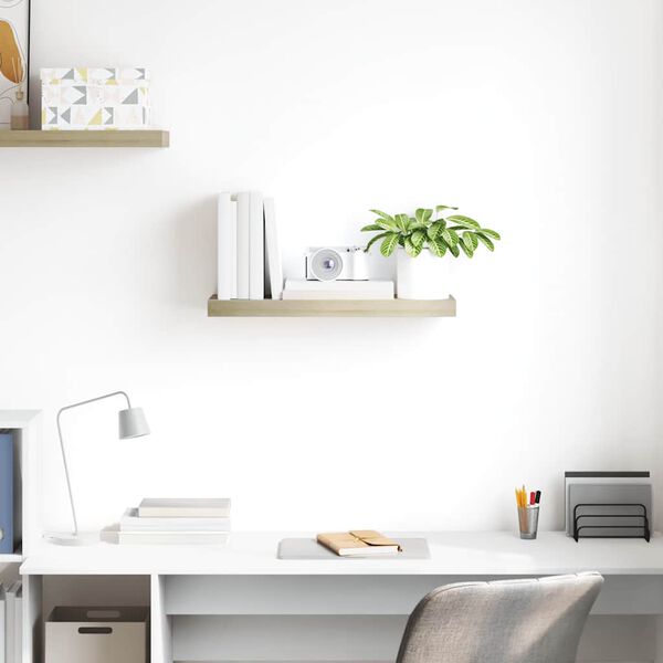 vidaXL Flytende vegghylle eik 60x23,5x3,8 cm MDF