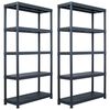 vidaXL Oppbevaringshylle 2 stk svart 250 kg 80x40x180 cm plast